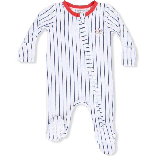 Baseball Stripe - 2 Way Zipper Footie