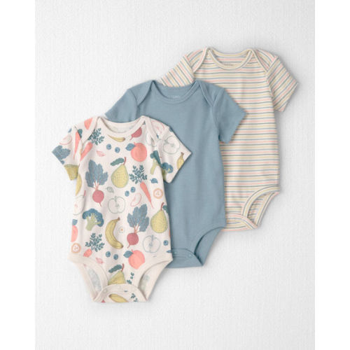 Baby 3-Pack Organic Cotton Bodysuits in Veggie Fruit Print - Little Planet | Carter's