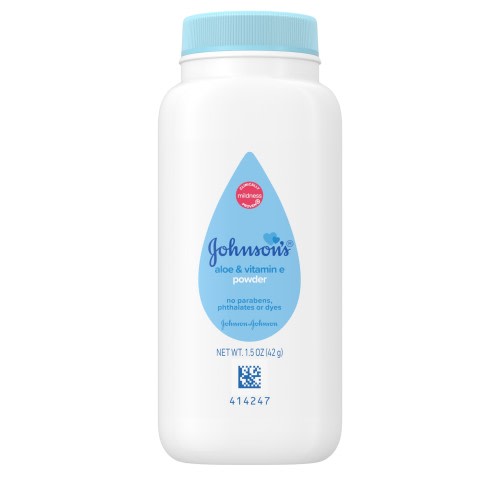 Johnson's Naturally Derived Cornstarch Unisex Powder for Baby and Toddler with Aloe & Vitamin E, 1.5 oz
