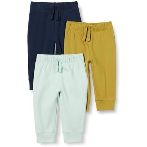Amazon Essentials Unisex Babies' Cotton Pull-On Pants with Elastic Waist, Pack of 3