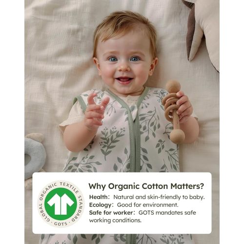 Yoofoss Baby Sleep Sack 0-6 Months Wearable Blanket for Babies 100% Organic Cotton 2-Way Zipper TOG 0.5 Toddler Sleeping Sack 3 Pack, Sleep Sacks