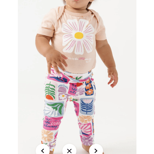 Baby Rejoice in the Lord Floral Bodysuit Cotton | Short Sleeve