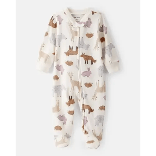 Baby Girl Fox Print 100% Cotton Long-Sleeve Sleep & Play Pajamas - Ivory | Carter's