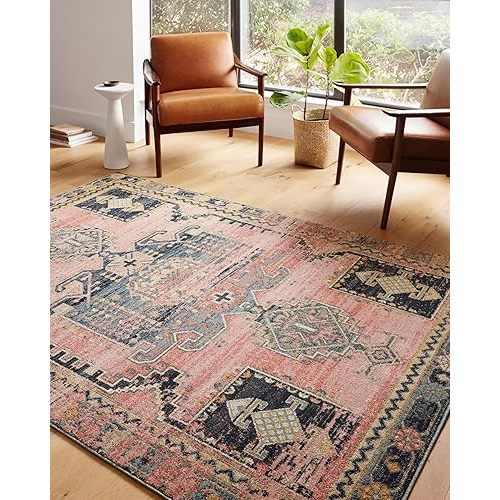Loloi Jocelyn Collection JOC-06 Rose/Rose 5'-5" x 7'-6" .38" Thick Area Rug