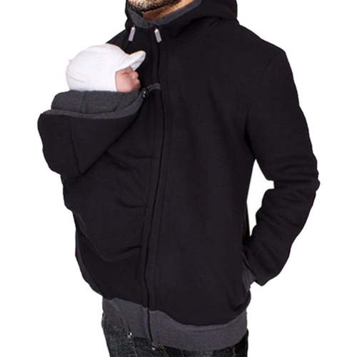 amropi Mens Kangaroo Jacket for Dad and Baby Carrier Hoodie Pullover Sweatshirt Black,M