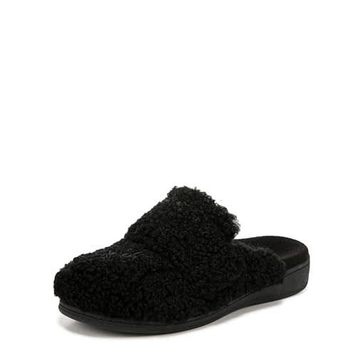 Vionic Women’s Gemma Mule Slipper - Comfortable Spa House Slippers that Include Three-Zone Comfort with Orthotic Insole Arch Support, Soft House Shoes for Ladies | Soft Faux Shearling, Warm & Cozy Comfort, Adjustable Hook-and-Loop Closure, Plush Cushio...