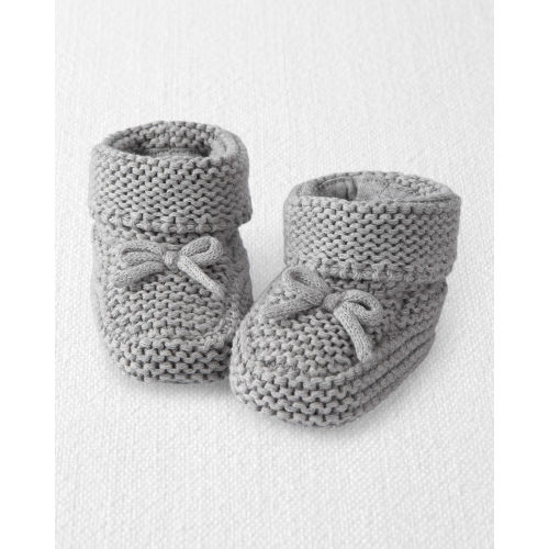 Baby Organic Cotton Crochet Booties in Gray