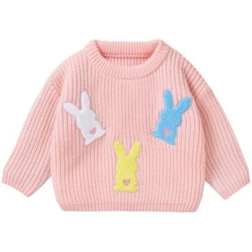MAYUMMPY Toddler Baby Girl Boy Knit Easter Sweaters Bunny Pullover Sweatshirt Knitwear Newborn Kids Easter Clothes