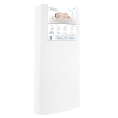 Dream On Me Premium 2-in-1 Baby Zzz Crib & Toddler Mattress, Made in USA | Dual Sided, Fits Standard Full-Size Crib & Toddler Bed 52" x 28" x 5", GREENGUARD Gold & BSA Verified, Machine Washable Cover
