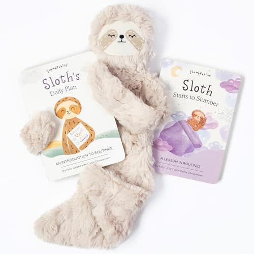 Slumberkins Sloth Snuggler & 2 Board Books Complete Set Bundle | Promotes Routines, Relaxation & Coping Skills | Social Emotional Learning Soft Plush Animal (Sloth Snuggler Plush + 2 Board Books)