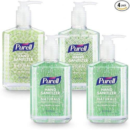 PURELL Advanced Hand Sanitizer Naturals with Plant Based Alcohol, Citrus Scent, 8 fl oz Pump Bottle (Pack of 4) - 9626-06-ECDECO