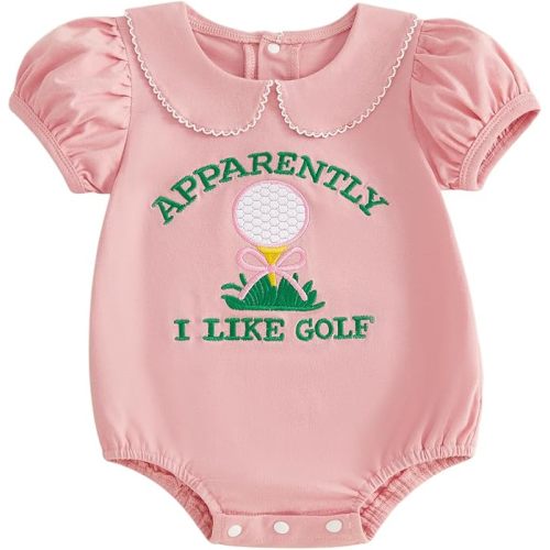 Baby Girl Bubble Romper Apparently I Like Golf Outfit Doll Collar Bodysuit Jumpsuit T-Shirt 0-18 Month Summer Clothes