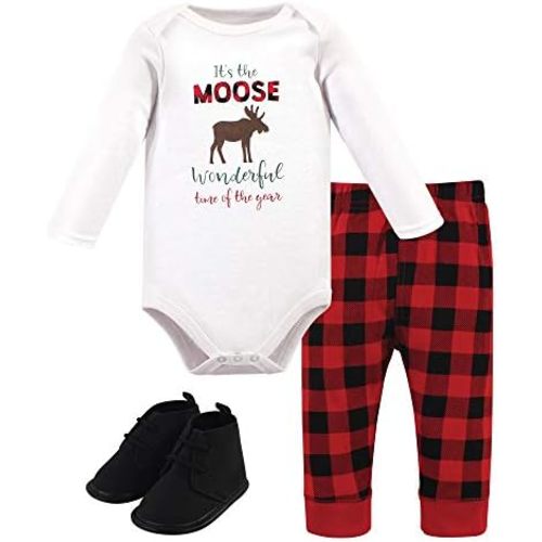 Hudson Baby Baby Cotton Bodysuit, Pant and Shoe Set