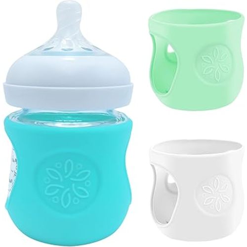 3 Pack Silicone Sleeves for Philips Avent Natural Glass Baby Bottles, Anti Breakage Baby Bottle Holder, Compatible Philips Avent Glass Natural Baby Bottle 4 oz