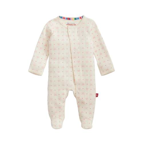 Magnetic Footie- Heart & Bow Pointelle (0-3 mo)