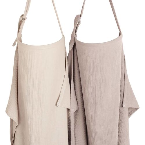 Konssy 2-Pack Muslin Nursing Cover Up for Breastfeeding Moms with Rigid Hoop, 100% Cotton, Lightweight & Breathable Breastfeeding Cover, Adjustable & Comfort