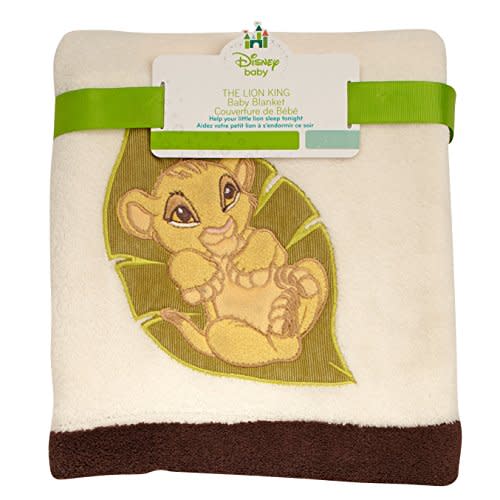 Disney Lion King Simba's Wild Adventure Super Soft Appliqued Baby Blanket, Ivory, Brown, 30x40 Inch (Pack of 1)