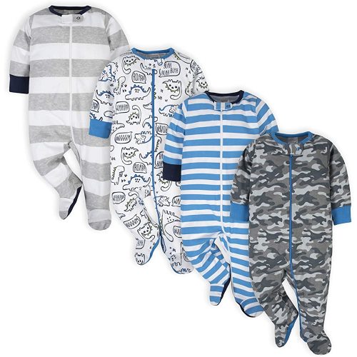 Onesies baby-boys 4-pack Sleep 'N Plays Footies