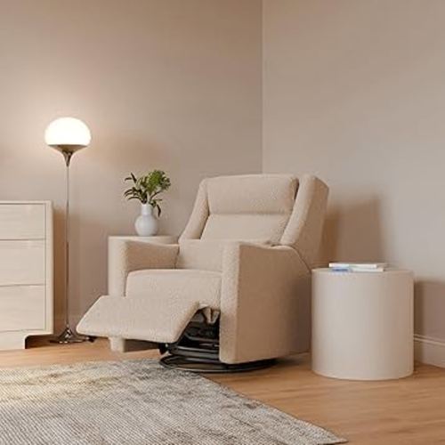 Amazon.com: babyletto Kiwi Plus Electric Power Glider Recliner Nursery Chair w/USB Ports - Water & Stain Resistant Glider Rocking Chair for Nursery - GREENGUARD Gold Certified 270° Swivel Rocker Recliner - Cream : Home & Kitchen