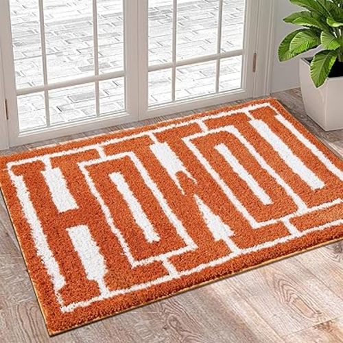 RoomTalks Washable Howdy Rug Indoor Doormat, Cowboy Country Rustic Southwestern Bathroom Rugs Non Slip Bath Mat, Wild West Burnt Orange 2x3 Throw Area Rug for for Bedroom Bathroom Kitchen