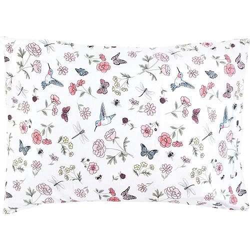 Hudson Baby Unisex Baby Cotton Toddler Pillow Case, Hummingbird Garden, One Size