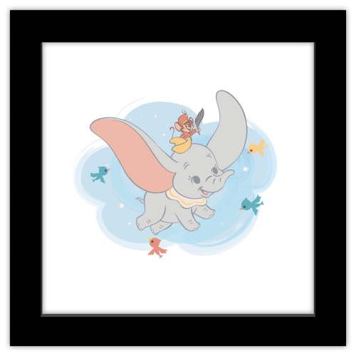 Gallery Pops Disney Dumbo - The Flying Elephant Wall Art, Black Framed Version, 12" x 12"