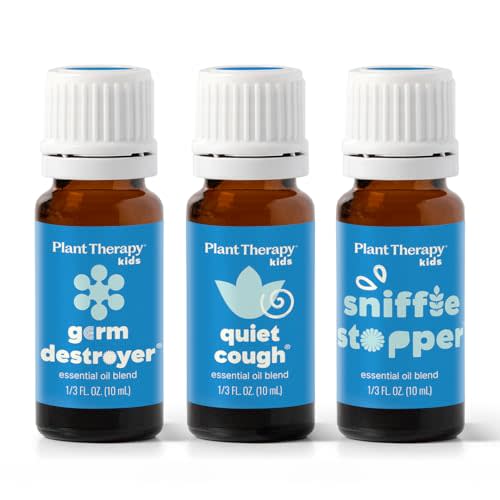 Plant Therapy Kids Feelin' Good Essential Oil Blend Set, Includes: Germ Destroyer, Quiet Cough, Sniffle Stopper 100% Pure, Undiluted, Natural Aromatherapy 10 mL (1/3 oz)