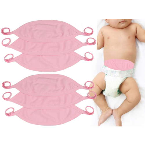 ToBeInStyle Newborn Babies' 6 Pack Ultra-Soft Cotton Baby Umbilical Belly Binder - Pink