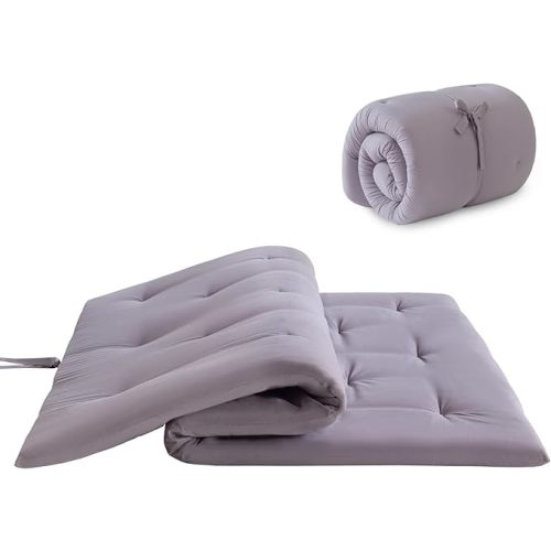 Mollydot Japanese Floor Mattress, Futon Mattress Twin Size 39"x 75", 2.5" Thicken Tatami Mattress, Portable Foldable Floor Bed, Roll Up Futon Cushion, Suitable for Camping Guest Room Dormitory (Grey)
