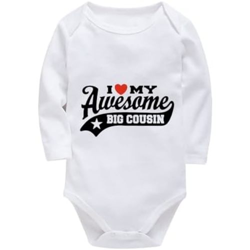 I Love My Awesome Big Cousin Gender Neutral Baby Romper Long Sleeve Baby Boy Going Home Outfit White 6-9 Month Ro