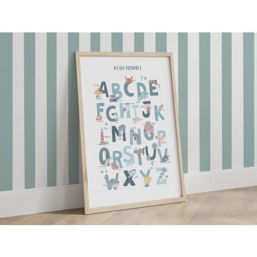 Under the Ocean Print, Sea Alphabet Print, Boy Nursery, Nautical Nursery Print, Educational Print, Scandi Nursery Decor, Kids Wall Art