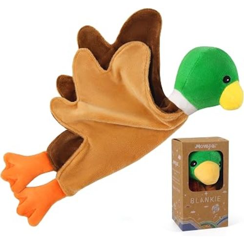 Baby Security Blanket, Soft Baby Lovey Toy Blanket for Boys and Girls, Snuggle Toy Lovie Newborn Gift, Unisex Nursery Bed Blankets Green Duck15 Inch