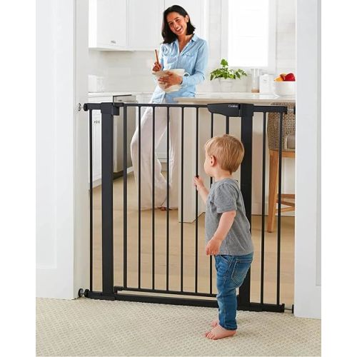 Cumbor 36 in Extra Tall Baby Gate for Doorways, 30-40.6 in Dog Gate Black
