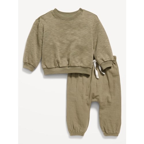 Unisex Crew-Neck Sweatshirt &amp; Jogger Pants Set for Baby