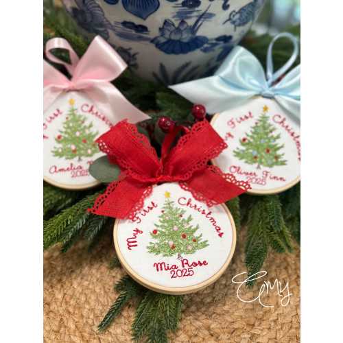 Embroidered Baby's First Christmas Ornament: 2026 Christmas Ornament, Personalized Christmas Ornament, Custom Gifts