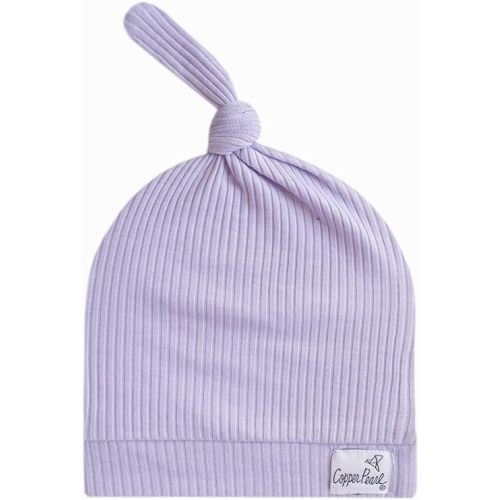 Copper Pearl Baby Beanie Hat Top Knot Stretchy Soft Periwinkle
