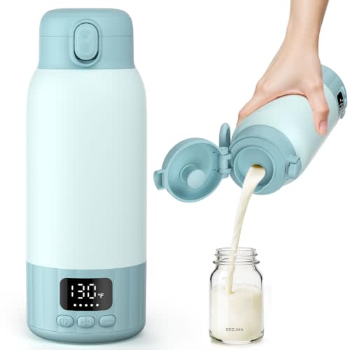 Portable Bottle Warmer for Travel, Fast Heating Milk Warmer On The Go, 17 OZ Water Warmer for Milk, Formula, Water, Temp Control 98°F -131°F, Baby Essentials for Outdoor Airplane Car Journey