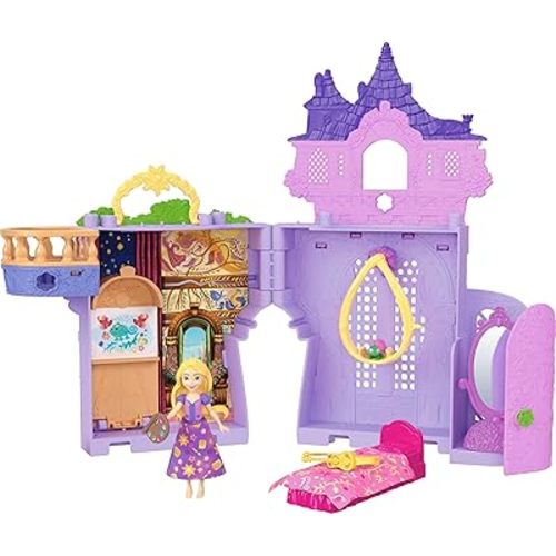 Mattel Disney Princess Toys, Rapunzel Storytime Stackers Doll House Tower with Rapunzel Small Doll, 1 Pascal Figure & 7 Accessories, Inspired by Movie