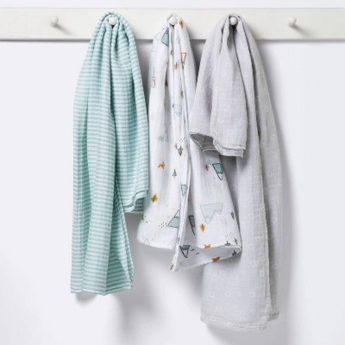 Muslin Swaddle Blankets Adventure - Cloud Island™ Blue 3pk