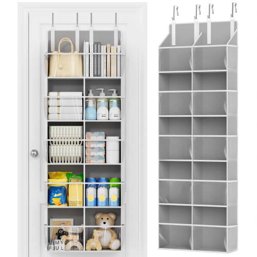 LazySpin 5-Tier Over the Door Organizer Storage, 10 Pockets Nursery Hanging Organization, Door Organizer in Home, RV, Dorm,Grey