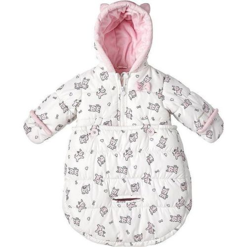 LONDON FOG Newborn Baby Girl and Boy Puffer Carbag Pram Snowsuit, Pink, 0/6 Months