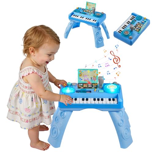 VEVOR Baby DJ Playset for Toddlers 1-3, Educational Musical Table Toys with 133 Sound Sources, Recording and LED DJ Turntable, Baby Activity Table for Birthday, Gift for Kids Aged 6+ Months