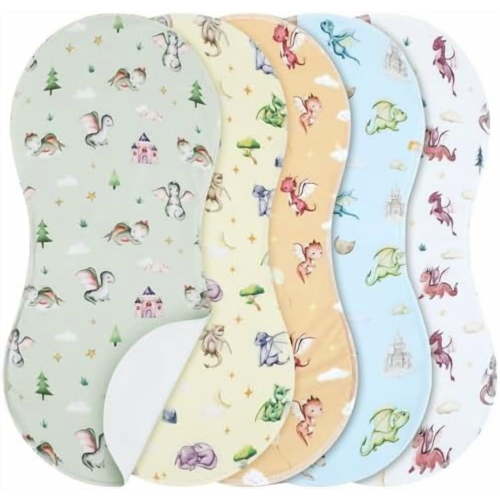 5 Pack Watercolor Dragon Pattern Baby Burp Cloths Soft Absorbent Muslin Burping Rags for Newborns 19"x9" Spit up Cloths for Boy Girl Newborn Baby Shower Registry Gifts Set Nursery Decor