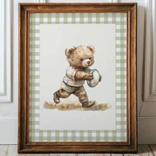 Vintage Teddy Bear Nursery Print Rugby Sports ∙ 1865