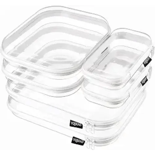 Clear Hard Shell Zipper Cases, Diaper Bag Organizer, 2L 2M 2S, White