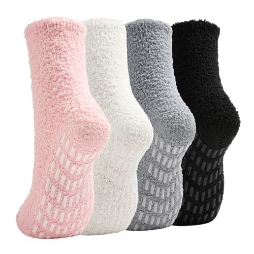 Slipper Socks for Women Men Grip Hospital Socks with Grips Fuzzy Non Slip Warm Womens Gifts