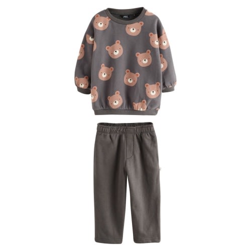 Bear Print Sweatshirt & Joggers Set, 1.5-2Y