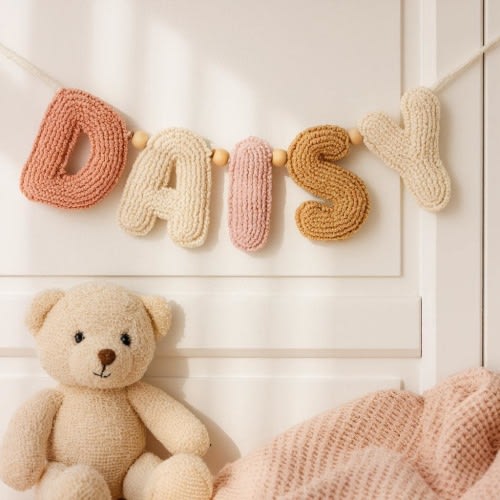 Handmade Yarn Name Garland : Soft Pastel Nursery Décor