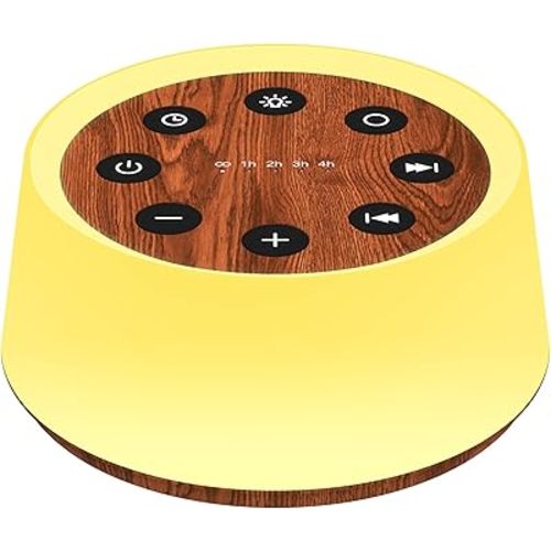 ColorsNoise Sound Machine and White Noise Machine with 30 Soothing Sounds with 12 Colors Baby Night Light with Memory Function (T-Wood)