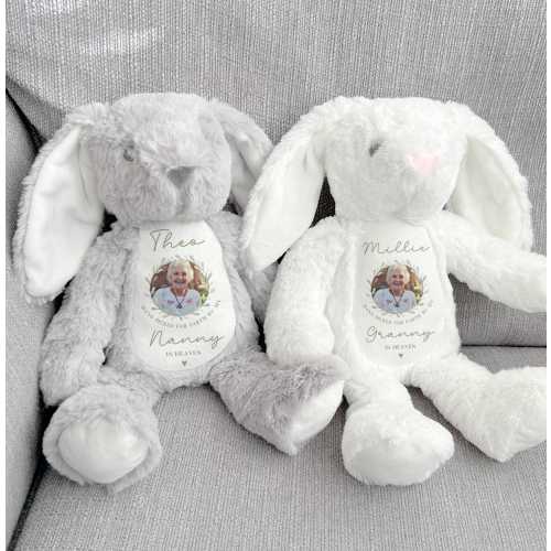 Personalised Grandparent Memory Teddy - Grandad in Heaven Bunny - Nanny Memorial Bunny - Sent From Heaven Gift - New Baby Gifts - Grandma